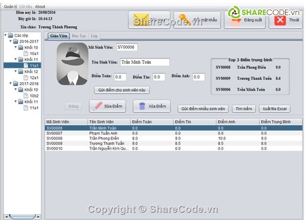 Quản lý học sinh,Quản lý điểm,Quản lý sinh viên,Quản lý trường học,sql server